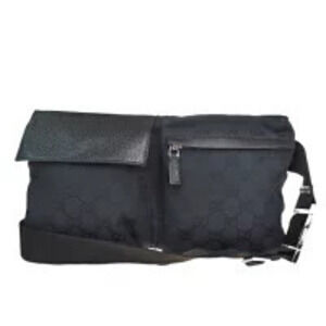 Gucci waist Pouch Clutch bag GG black canvas leather